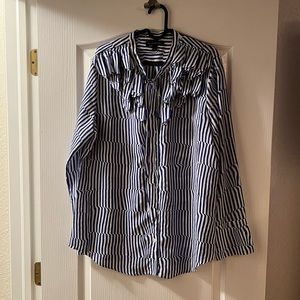 Banana Republic Striped & Ruffle Blouse